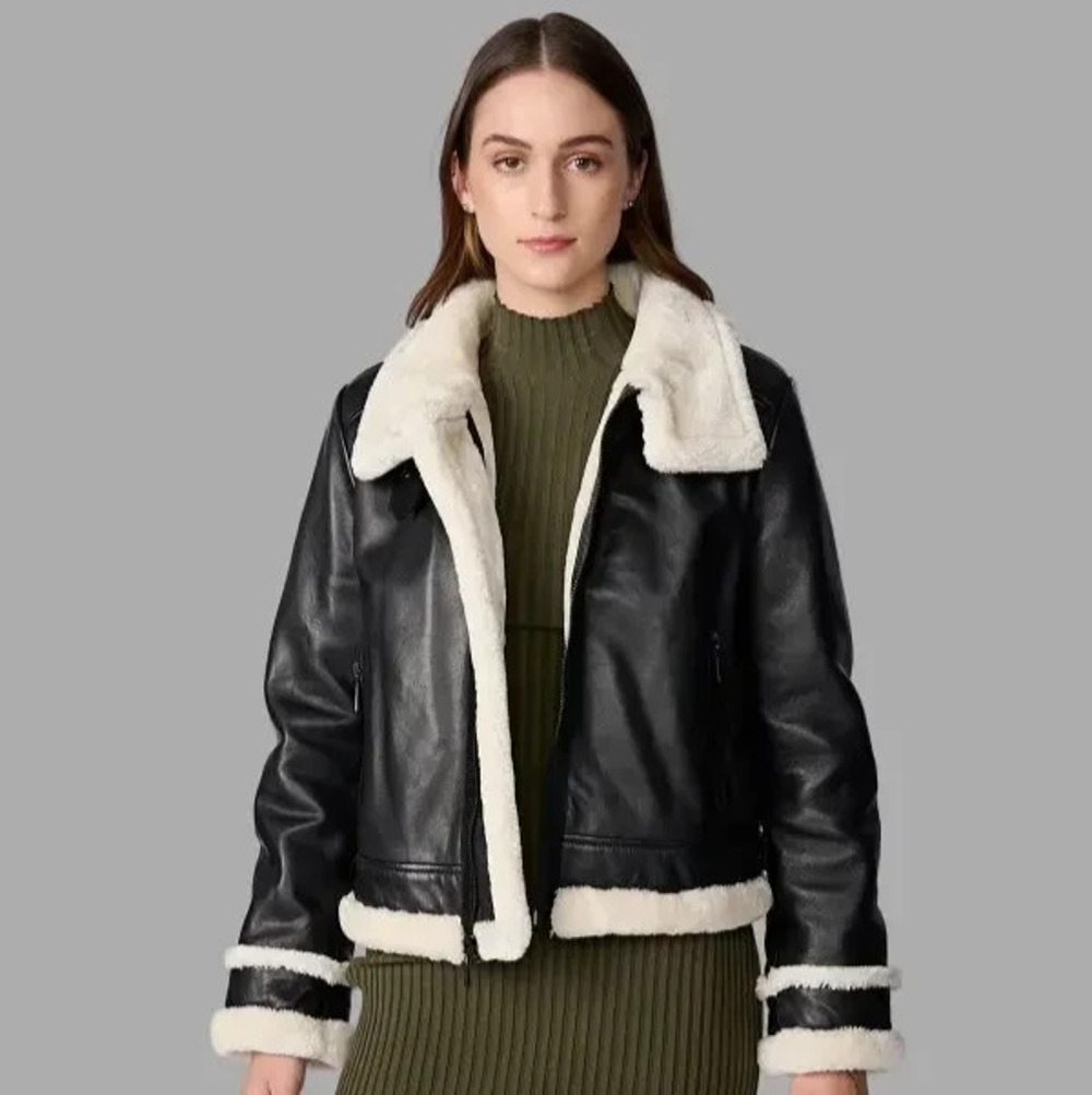 Wilsons Leather Jodi Leather Shearling Jacket Women's size XL black NWT